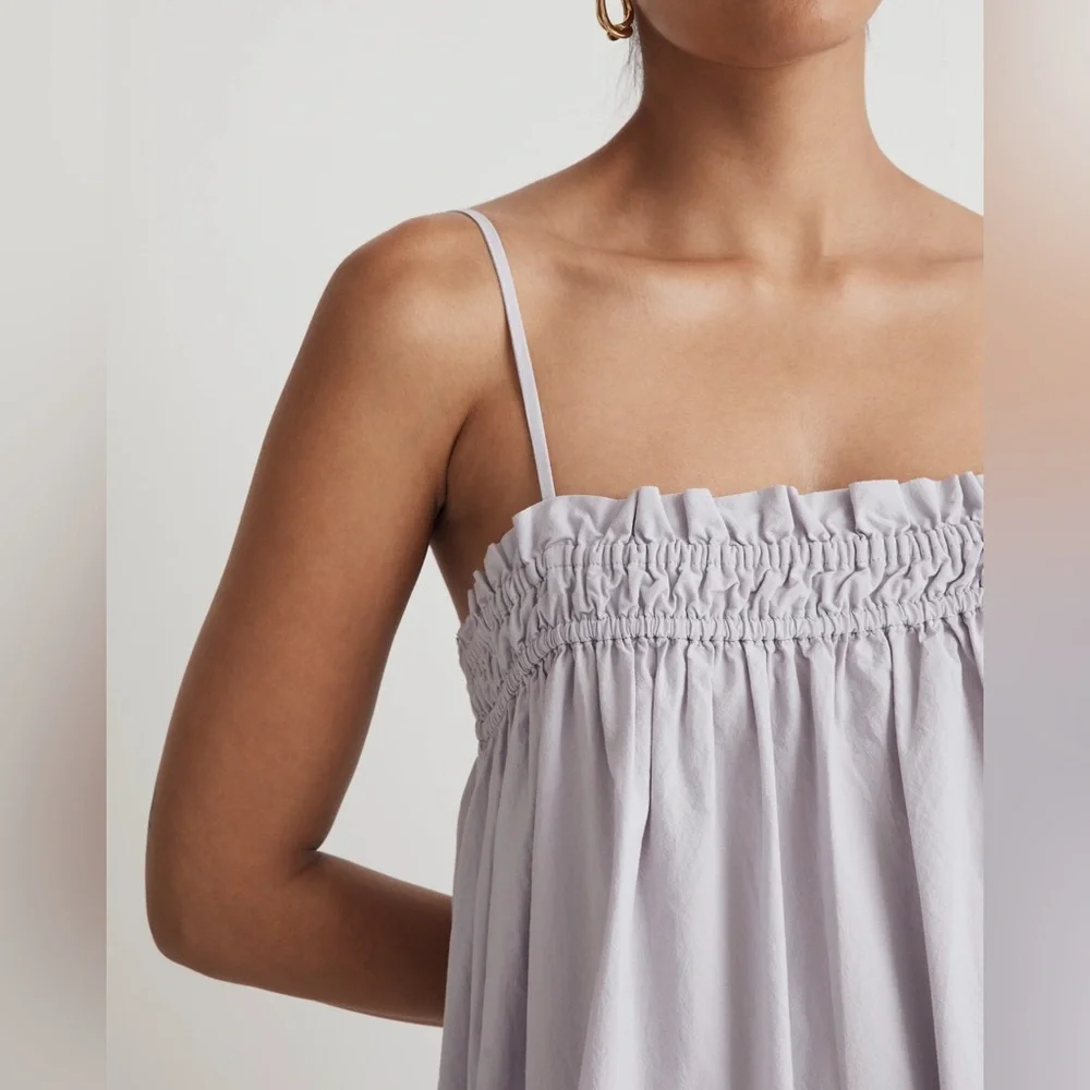 Madewell Lavender Poplin Ruffle A-Line Midi Dress - Picture 3 of 7
